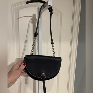 Zara Woman Faux Leather and Suede Combined Adjustable Belt Bag Black Like New